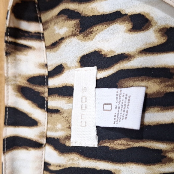 Chico Leopard Cheetah Tiger Print Sequin Women's‎ Top Cropped LSU Plus Sz - Picture 3 of 8
